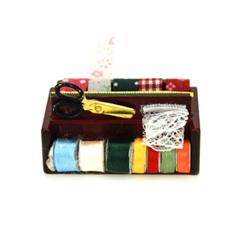 

1/12 Toy for Doll House Dollhouse Miniature Accessories Mini Sewing Tools Set Simulation Scissors Tailor Ruler Cloth Model
