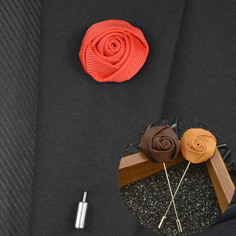 Brooch Flower Lapel Pin 18 Colors Women Men Fabric Rose Brooches Dress