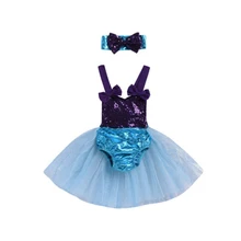 Купальник Русалочки для маленьких девочек; милый купальник с бантом и блестками для малышей