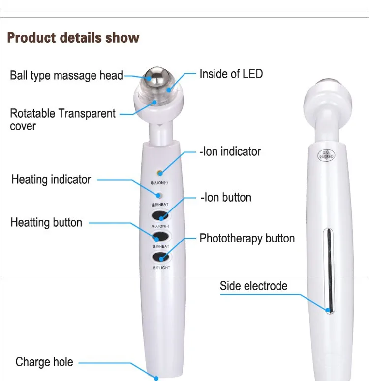 Электрический дальнего инфракрасного красный светодиод Гальваническая Ион питательный импорта мяч ролика глаз Красота удаление морщин Приспособления для красоты