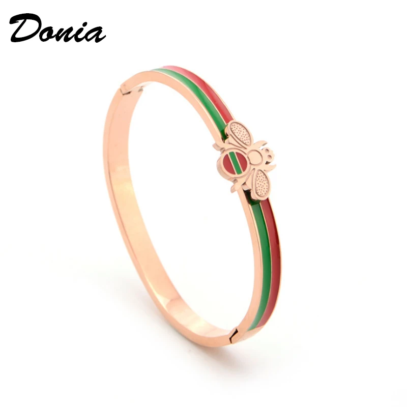 

Donia jewelry New personality cute insect shape bracelet titanium steel rose gold color Enamel jewelry pop animal wild jewelry