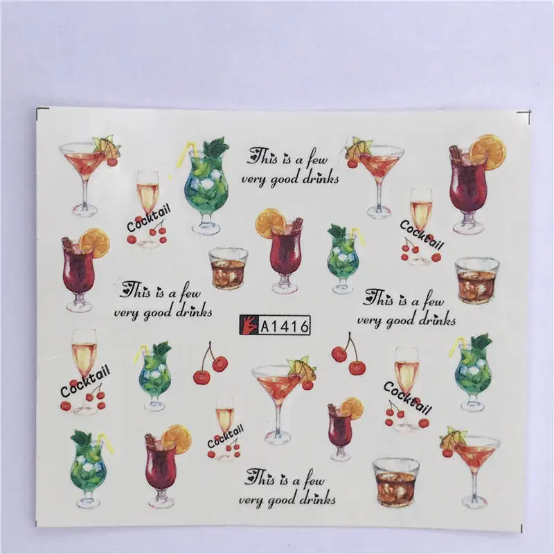 Летняя серия переводных наклеек для ногтей с изображением черной бабочки/кружева, переводные наклейки, фламинго, ананас, Русалка, украшение для ногтей