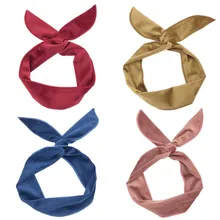 Orelhas de Coelho de Veludo macio Mulheres Turbante Headband Do Cabelo Bandas de Cabeça Envoltório do Fio do Ferro Acessórios Para Meninas Scrunchy Hairband Headwrap