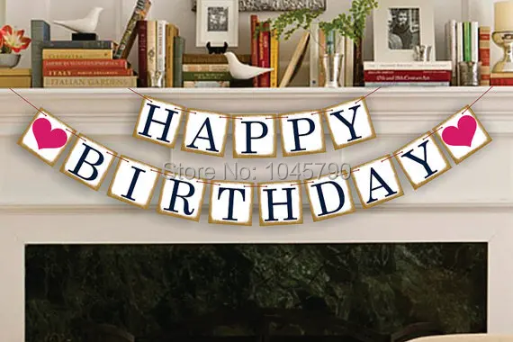 

Free Shipping 1 X Golden Side HAPPY BIRTHDAY Banner Photo Props Birthday Sign Party Decoration Supply