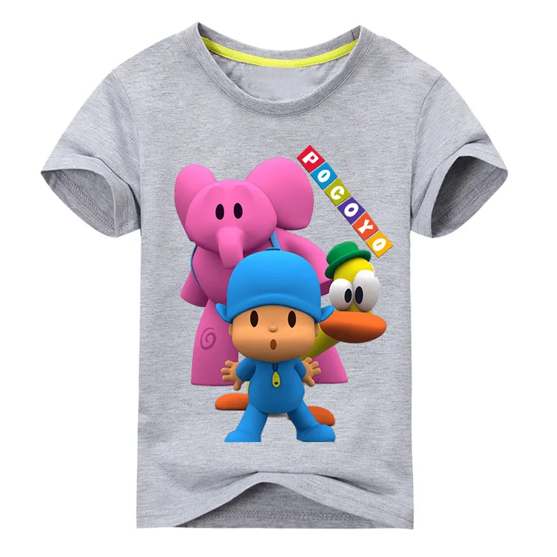 Новая футболка с 3D забавным рисунком Pocoyo для мальчиков футболка с короткими рукавами для девочек, топы для От 1 до 11 лет, детская одежда детская футболка DX052
