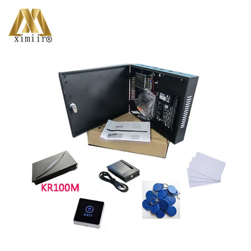 

C3-100 TCP/IP access control panel with power supply metal box touch exit button Mifare card reader card register and keytags