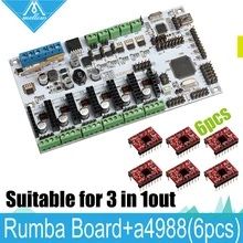 3d принтер Алмазный Hotend латунь многоцветный сопло управления наборы мать плата Румба с 6 шт. A4988 шаговый Драйвер 6 шт. радиатор