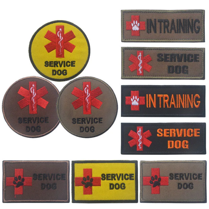 

SERVICE DOG Letter Embroidery Patch Hook Tactical Military Patches For Clothing Yellow Medic Patch For Clothes IN TRAINING