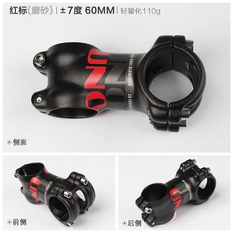 

UNO 7 Degree 31.8mm*60-100mm Bike Stem Matt Black Al Alloy MTB Mountain Road Bicycle Handlebar Stems 28.6mm Fork Clamp Dia.