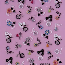 Черный 3D дизайн с бантом переводные наклейки для ногтей переводные наклейки для леди и женщин инструменты для маникюра наклейки для ногтей XF296