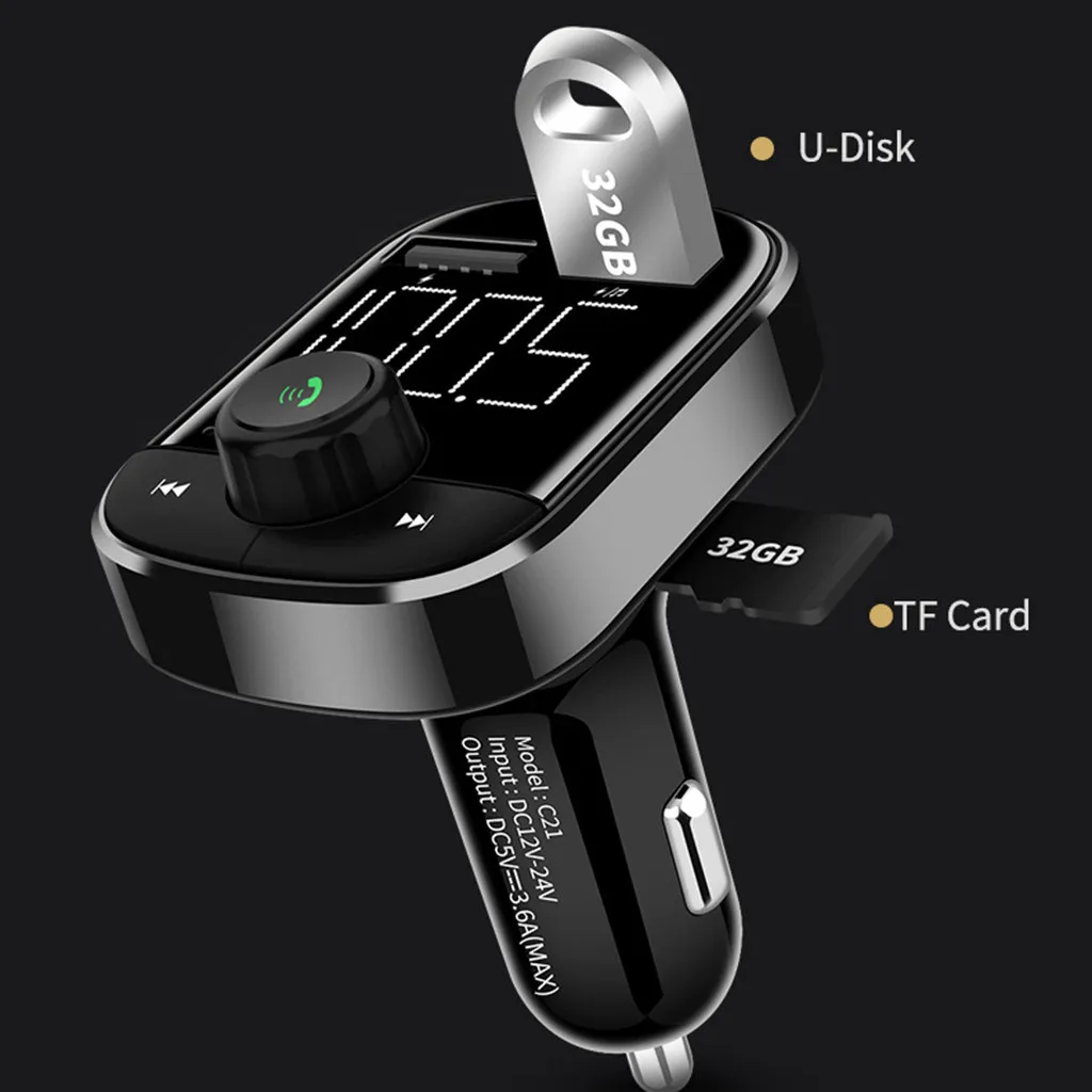 USPS car music car mp3 player Wireless In-Car Bluetooth FM Transmitter Dual USB Car Charger AUX Input TF Card car accessories