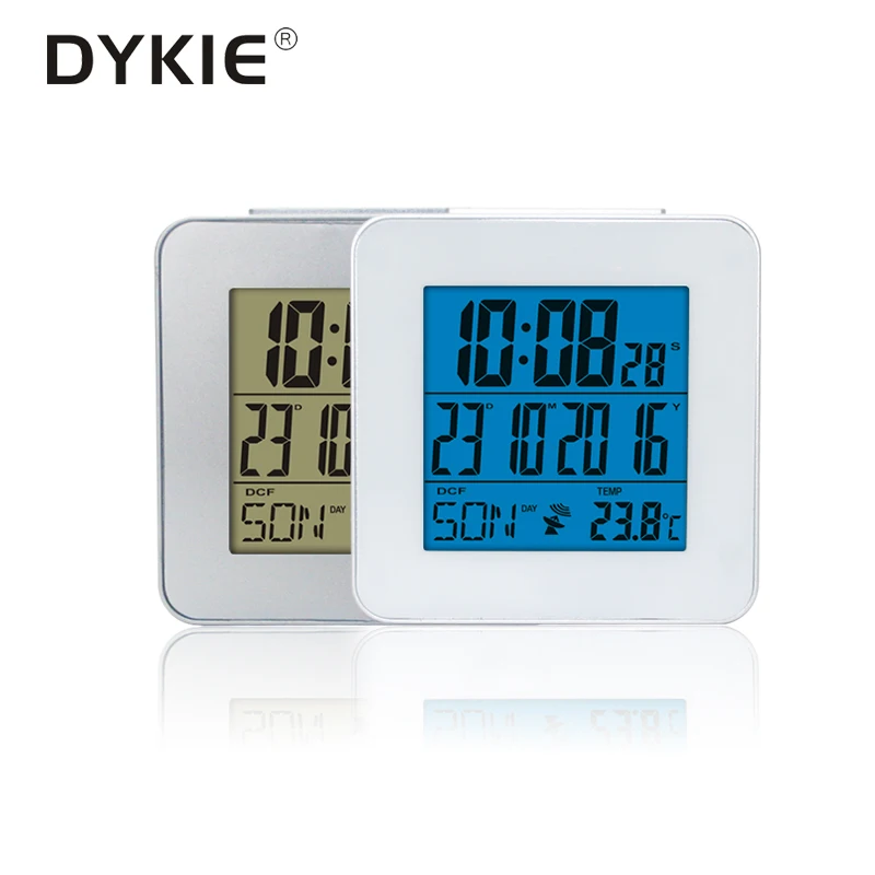 

DYKIE Digital Display Weather Station Square Clock Indoor/Outdoor Thermometer Automatic Adjustable Time by Global Radio Control