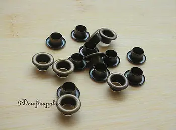 

eyelets metal with washer grommets anti bronze round 100 sets 4 mm i45