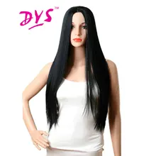 Deyngs длинные прямые синтетические парики для черных и белых женщин 28 дюймов натуральный черный цвет высокая температура дамские не кружевные волосы