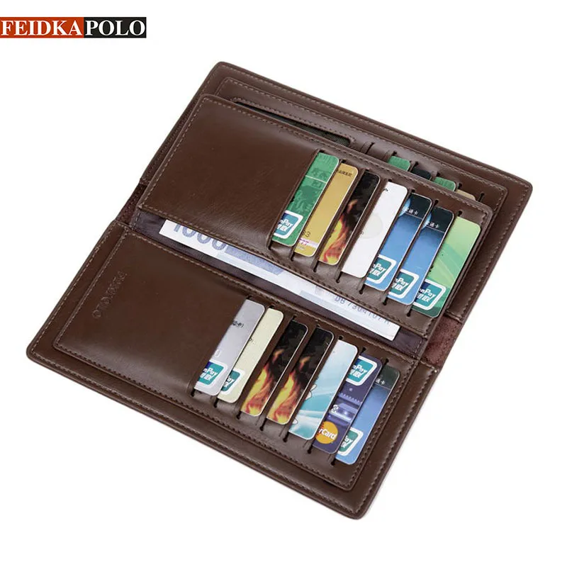 FEIDKAPOLO Brand Bag Men Wallet Leather Cluth Bag Long Wallets Man Coin Purse Passport Holder Mens Credit Card Holder Men Purses
