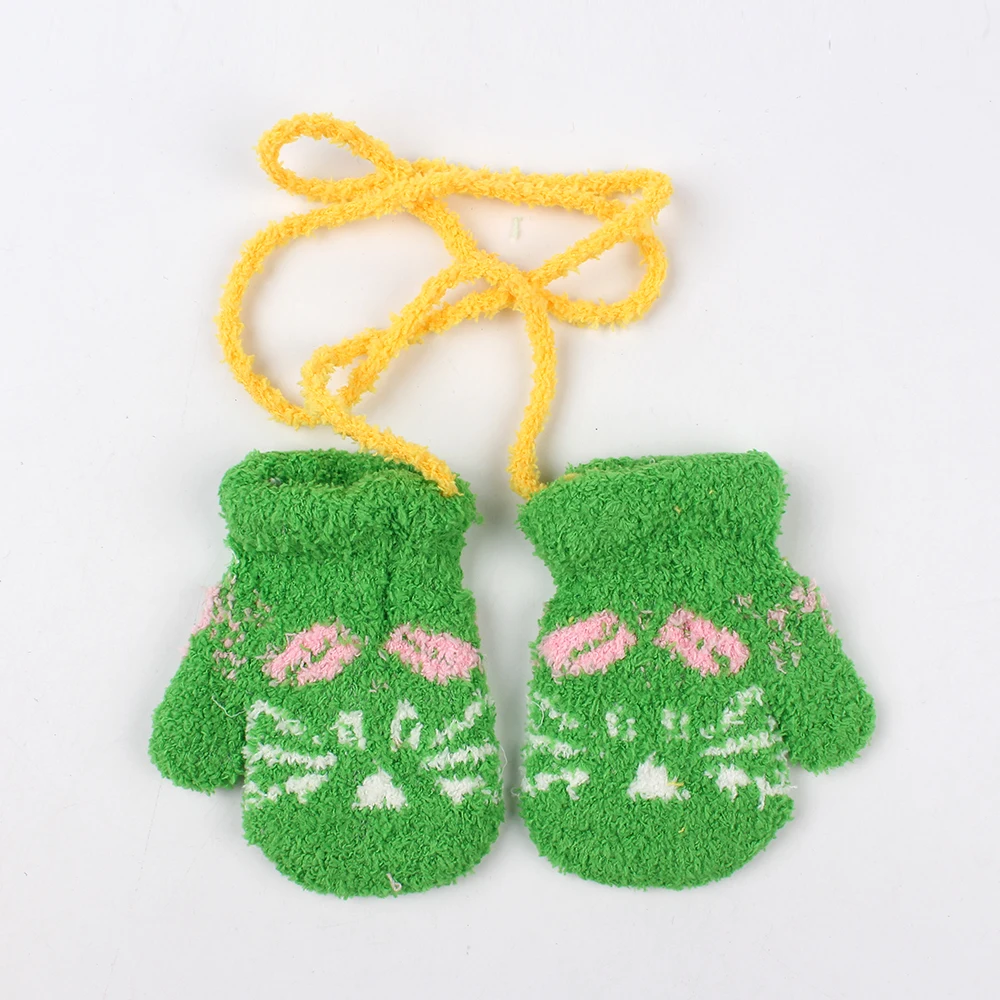 Детские перчатки детские перчатки с рисунком кота теплые варежки для мальчиков и девочек коралловый пакет перчатка для младенца осень-зима реквизит для малышей Аксессуары для малышей
