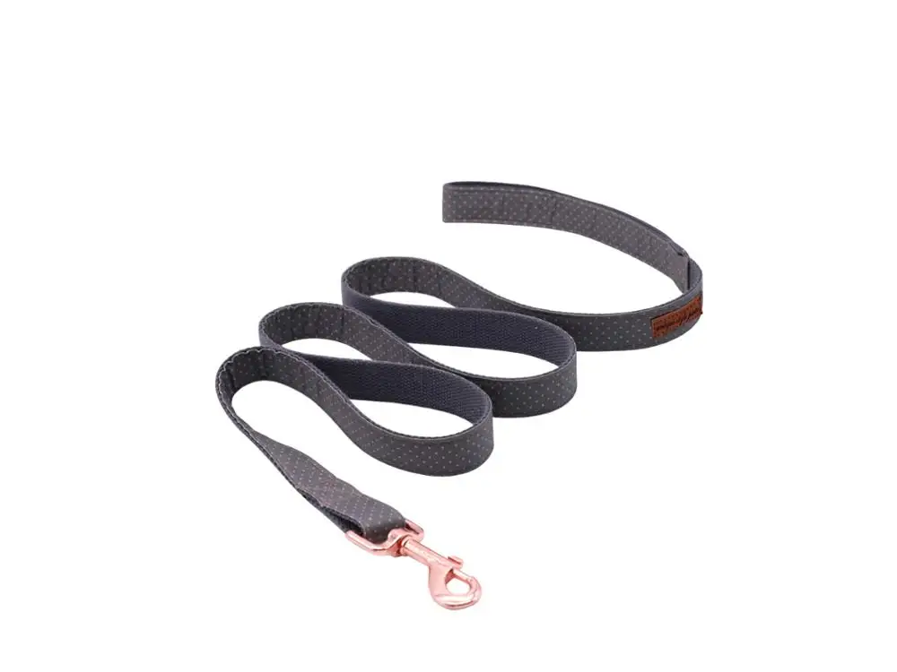 Собачьи лапы в уникальном стиле, ошейник или поводок с бантиками в серый горошек с хлопковой тесьмой - Цвет: leash