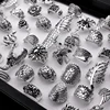 25pcs/lot Mixed Styles Bohemia Animal Rings for Women New Arrival Ancient Silver Plated Hollow Vintage Rings Party Gift 5
