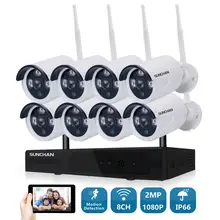 SUNCHAN 8CH Wifi камера видеонаблюдения системы безопасности в/на открытом воздухе 8ch 1080P 2.0MP Водонепроницаемая ip-камера 3 шт. Массив светодиодный ночного видения