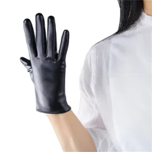 Environmental Protection PU Leather Gloves Short Style 21cm Women Gloves Synthetic Leather PU Unlined Female Mittens P03