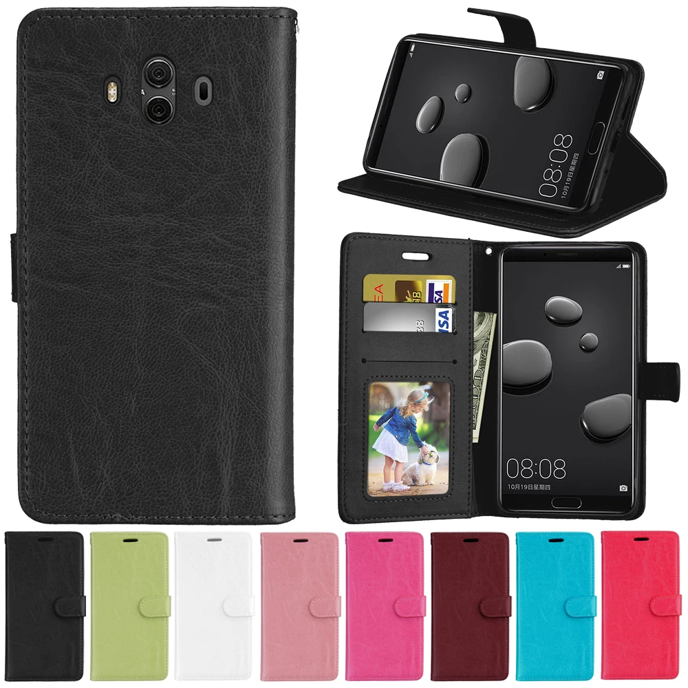 for Huawei Mate 10 Cover Luxury Retro PU Leather Flip Phone Bag Cases