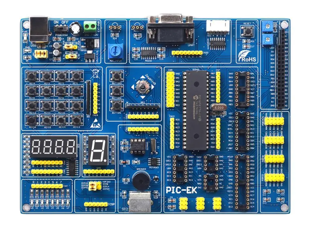 

PIC microcontroller learning development board PIC-EK with PIC16F877A