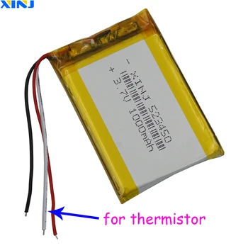 

XINJ 3.7V 1000mAh 3wires for thermistor Lithium Polymer Li-Po Battery 523450 For Camera E-book PDA MID ipod Bluetooth device DVD