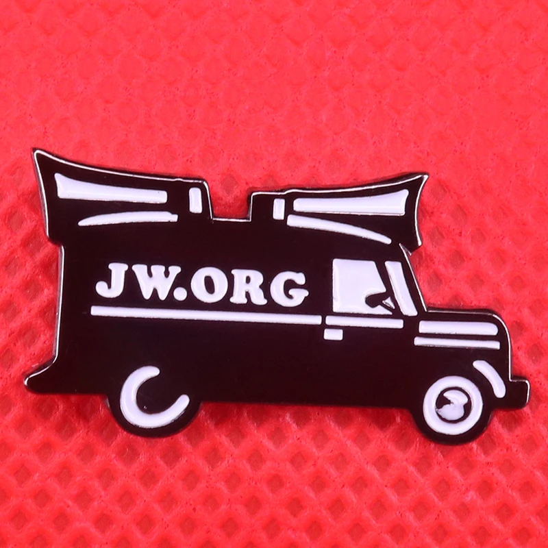 JW. Org эмалированная булавка черно-белая звуковая брошь автомобиль христианский Бог ибрахия, значок, классный религиозный подарок для мужчин, куртка