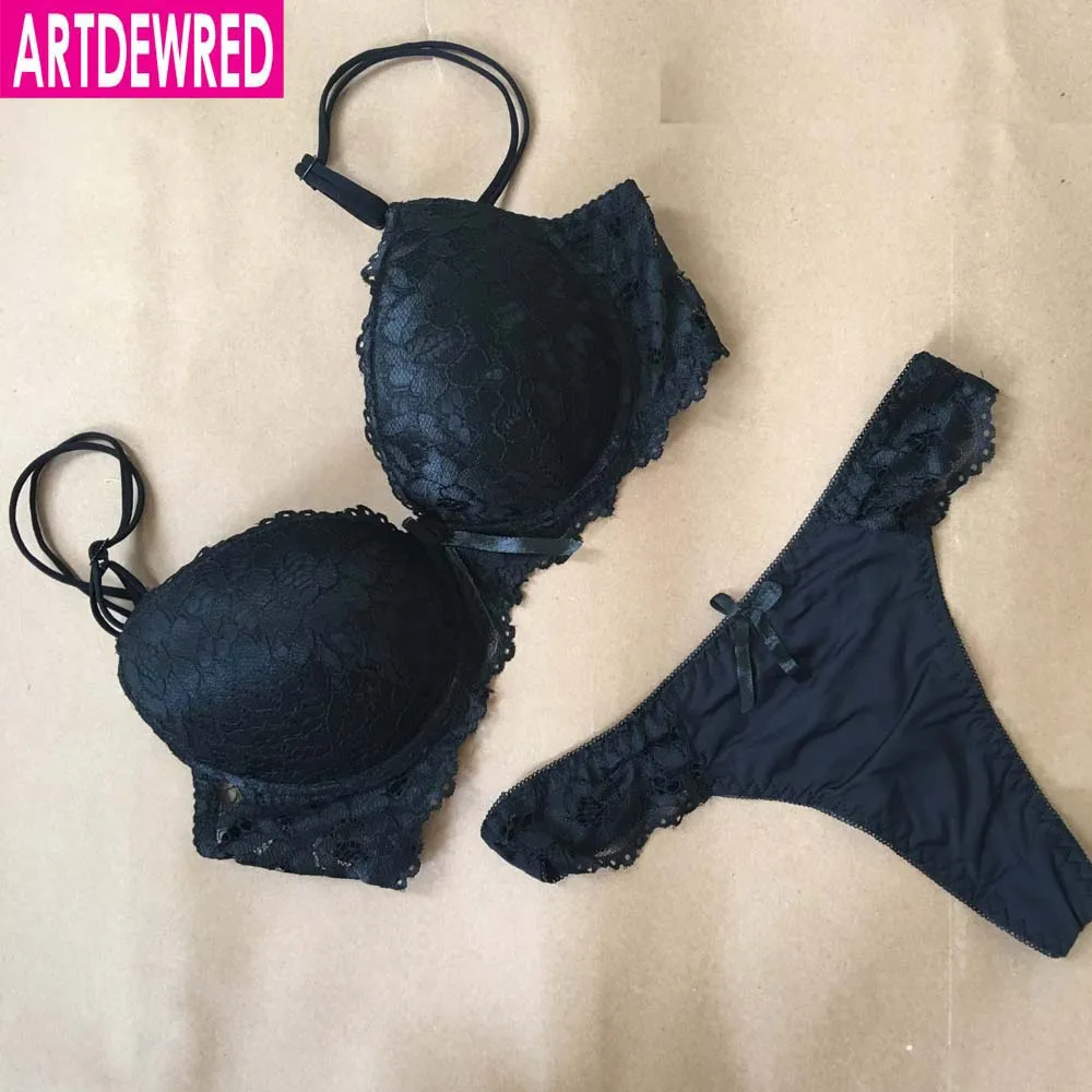 white underwear set ARTDEWRED Brand Temptation Lace Brief Women Bra Set Intimate Plus Size ABC Push Up Bra Brief Sets Sexy Underwear Panty Set cotton bra and panty sets Bra & Brief Sets