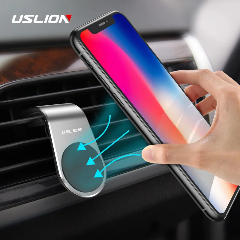 USLION Metal Magnetic Car Phone Holder For Phone In Car Mobile Support for iPhone Samsung Xiaomi 360 Air Magnet Stand in Car GPS