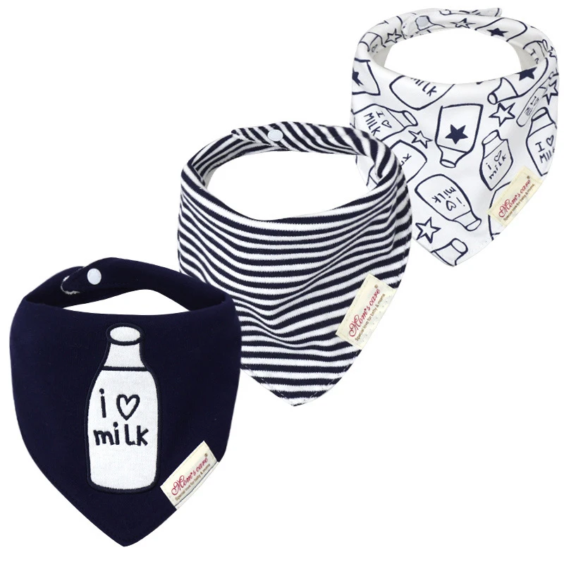 3Pcs/lot Fashion Baby Bibs Set Burp Cloths Waterproof Kids Girls Boys Cotton Triangle Toddle Feeding Accessories Soft Baby Stuff