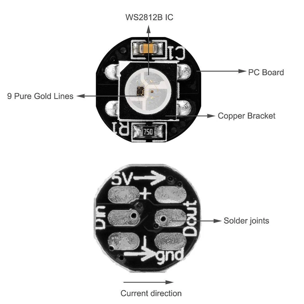 WS2812 Led (chips On Board) радиатор алюминиевый доска синий экран DIY WS2812B мини смарт-источник света RGB SMD5050 встроенный IC пикселей узлов без