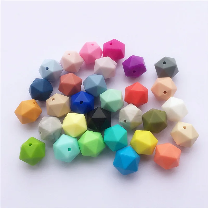 

Chenkai 100pcs BPA Free 17mm Silicone Icosahdron Teether Beads DIY Multisurface Baby Shower Pacifier Dummy Teething Sensory Toy