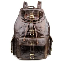 Fashion Design Large Men Backpacks Genuine Leather Top Quality Man’s Backpack Chocolate Men Travel Bags Duffel Bag #MD-J7268