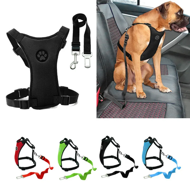 Breathable  Mesh Dog Harness Leash With Adjustable Straps Pet Harness With Car Automotive Seat Safety Belt Dog Chest Straps (5)