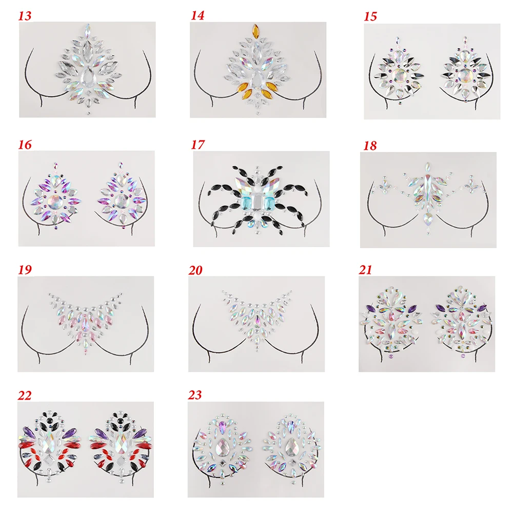 Новинка, наклейка в богемном стиле с кристаллами, тату, ювелирные украшения для лица, шеи, груди, драгоценные камни, украшения для свадебной вечеринки, тела, груди