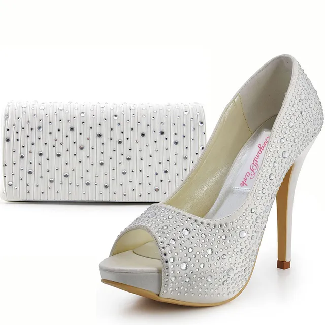 black and silver peep toe heels