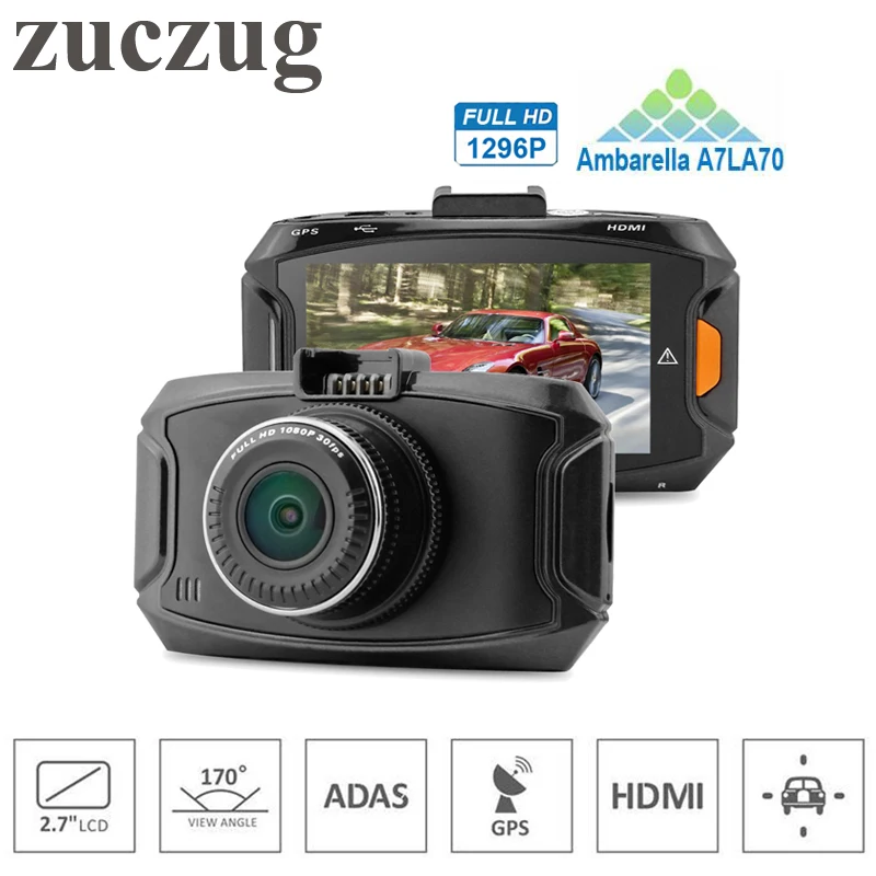 

ZUCZUG GPS Car DVR Mini ADAS Car Camera Ambarella CPU A7LA70 Full HD 1296P 170 Degrees Wide Angle with G-Sensor HDR Dash Cam