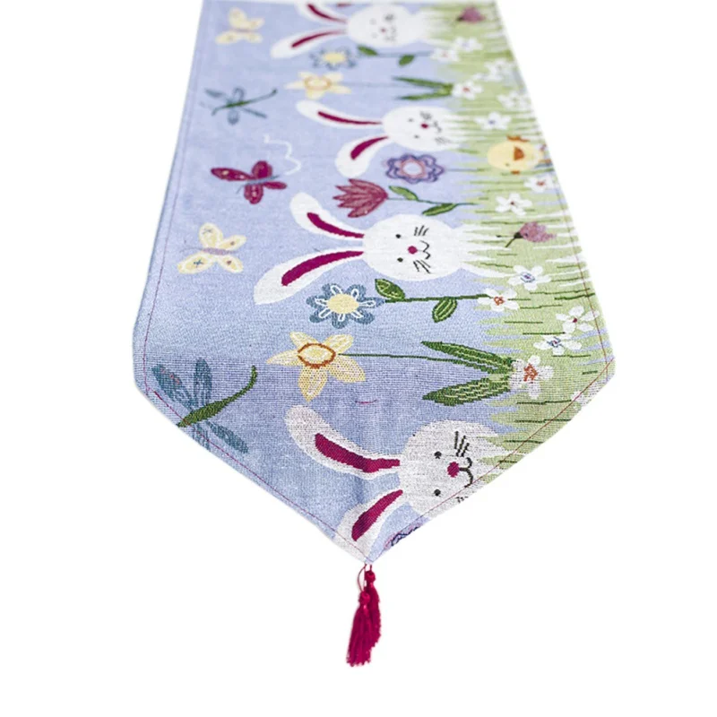  2m Egg Rabbit Pattern Table Banner Easter Table Runner Placemat Kitchen Easter Day Festival Party D