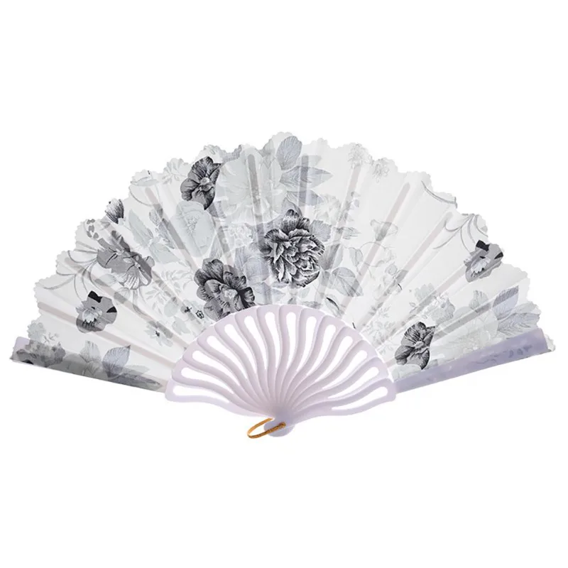 

Chinese/Japanese Style Floral Decorative Folding Fan Satin Fabric Handheld Fan Dancing Props Home Wall Decor