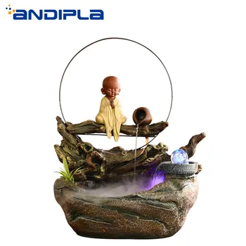 

110-220V Zen Chinese Style Flowing Water Fountain Ceramic Fish Tank Desktop Ornament Bedroom Humidifier Essential Oil Diffuser