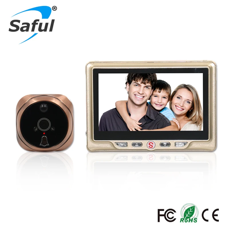 Saful 4 3 ''ЖК-дисплей Экран глазок с Ночное Видение движения обнаружить видео