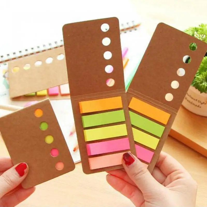 2 Pcs Novelty Kraft Paper Cover Candy Color Memo Pad N times Sticky