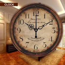 Decorativo grande relógio de parede decoração da sua casa chique gasto do vintage mudo relógio de parede relógio criativo relógio de parede decoração sala de estar relógio saati duvar(China)