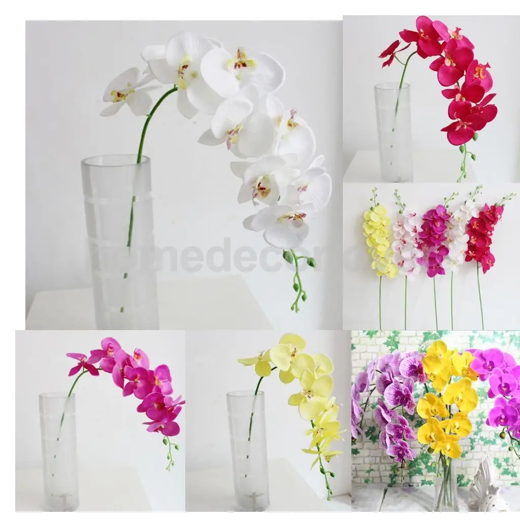  93cm Long Stem Artificial Silk Phalaenopsis Butterfly Orchid Flower Wedding Bridal Bride Floral Arrangement Home Decor