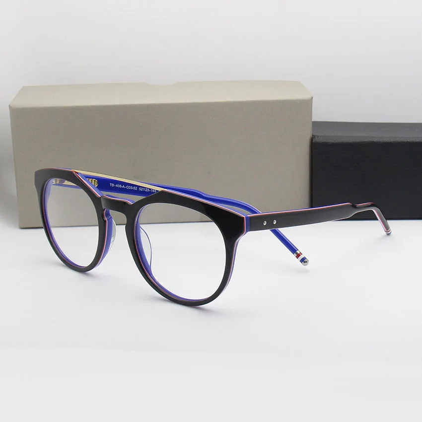 

Thom Brand Retro Acetate Eyeglasses Men Women Optical Prescription Glasses Frame Men's and Women's Round Glasses oculos de grau