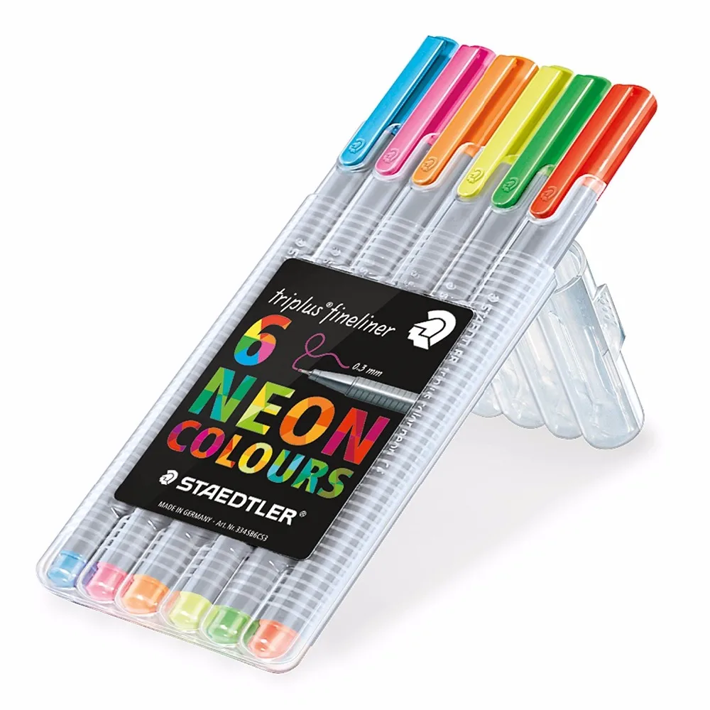 STAEDTLER Triplus Fineliner neon 334 SB6CS3 маркер гелевая ручка волокно тонкая линия ручка 0,3 мм 6 цветов впитывается