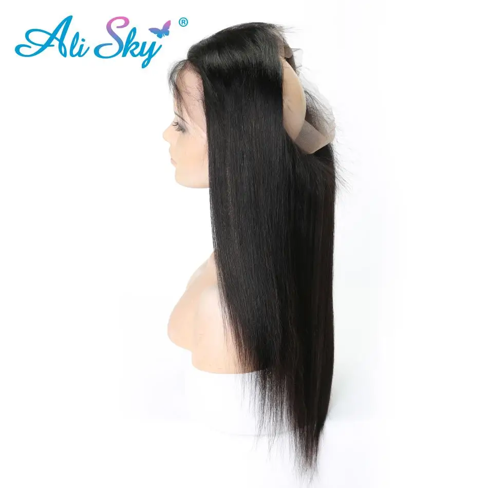 Brazilian Straight Hair 360 Lace Frontal Closure With Bundles Human Hair 3 Bundles With Closure Ali sky Frontal Nonremy 4 PCS Brazilian Straight Hair 360 Lace Frontal Closure With Bundles Human Hair 3 Bundles With Closure Ali sky Frontal Nonremy 4 PCS