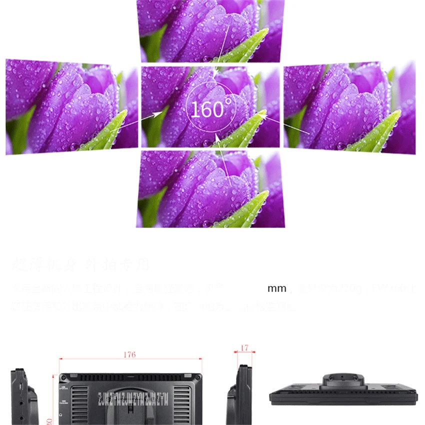 FW760 7 дюймов ips Full HD 1920*1200 поддержка 4K на мониторе поля камеры 5-16V Контрастность напряжения 450cd/m2 ЖК-мониторы