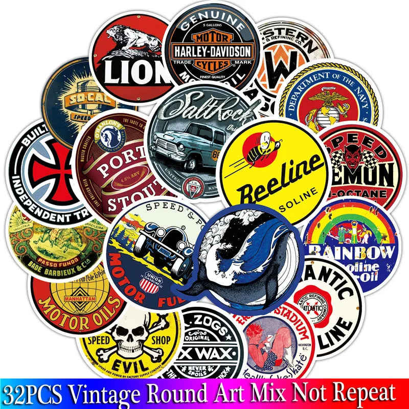 30PCS Gran Torino Sticker Sets For Skateboard Guitar Luggage Motorcycle Laptop Sticker Toy Vintage Motor Girl Stickers Kids (2)